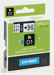 Tape DYMO D1 6mm svart på vit