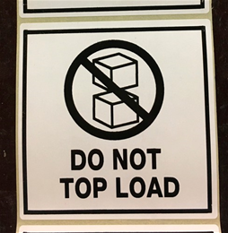 Huomiotarra 100*100mm "Do not top load"