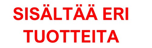 Huomioteippi 50mm*66m "Sisältää eri tuotteita"