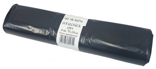 Avfallsekk 75x115cm Svart 60my 125L